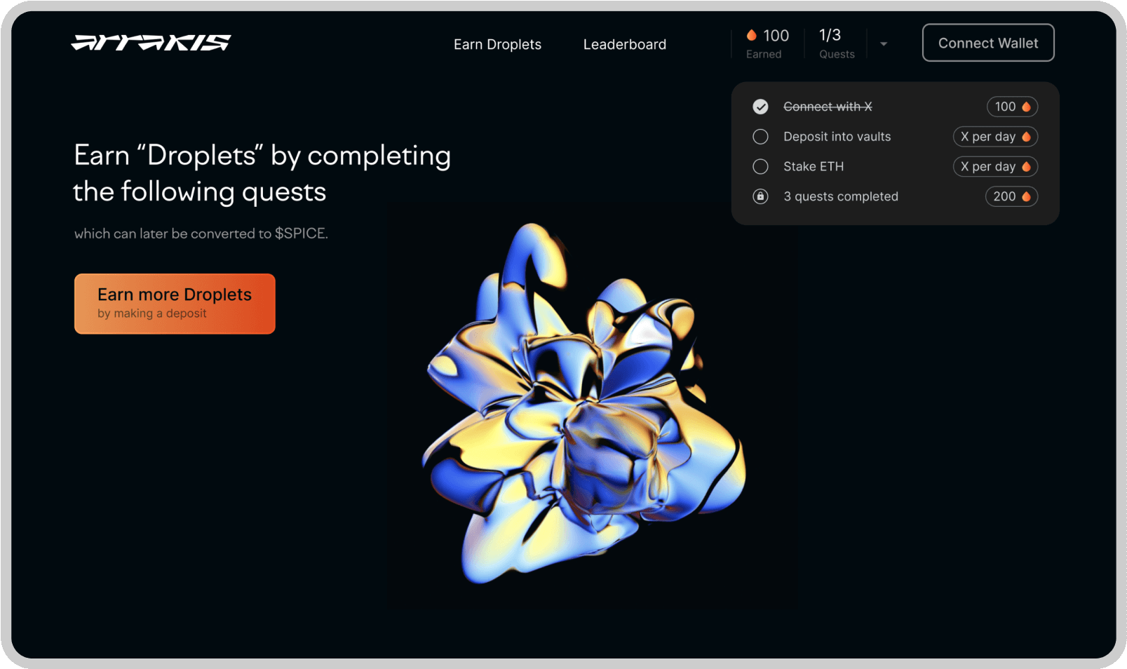 Arrakis campaign landing page visual